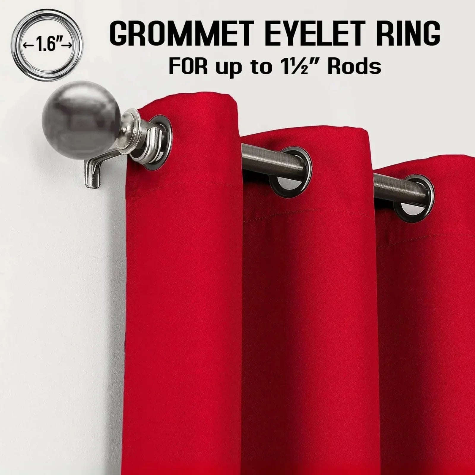 Red Thermal Blackout Eyelet Curtains – Ready Made Insulated Privacy &amp; Noise Reducing Drapes - 4A's Global