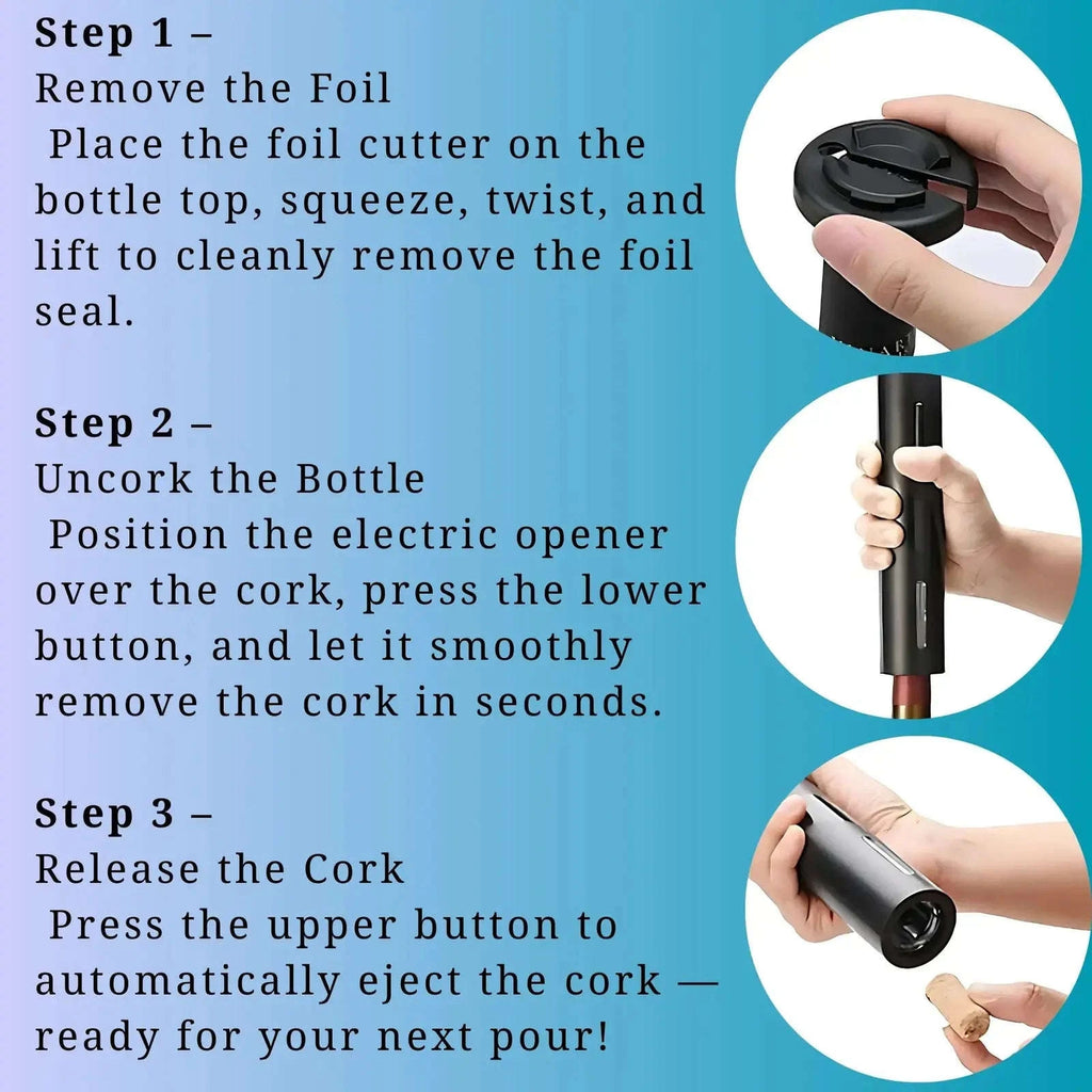 Automatic Electric Wine Bottle Opener Gift Set – Rechargeable with Wine Accessories UK 4A's Global