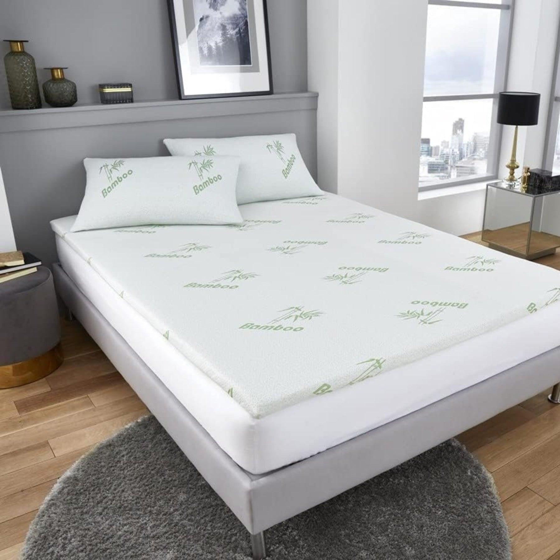 Bamboo Mattress Topper 2.5cm Anti Slip Gel Memory Foam - 4A's Global