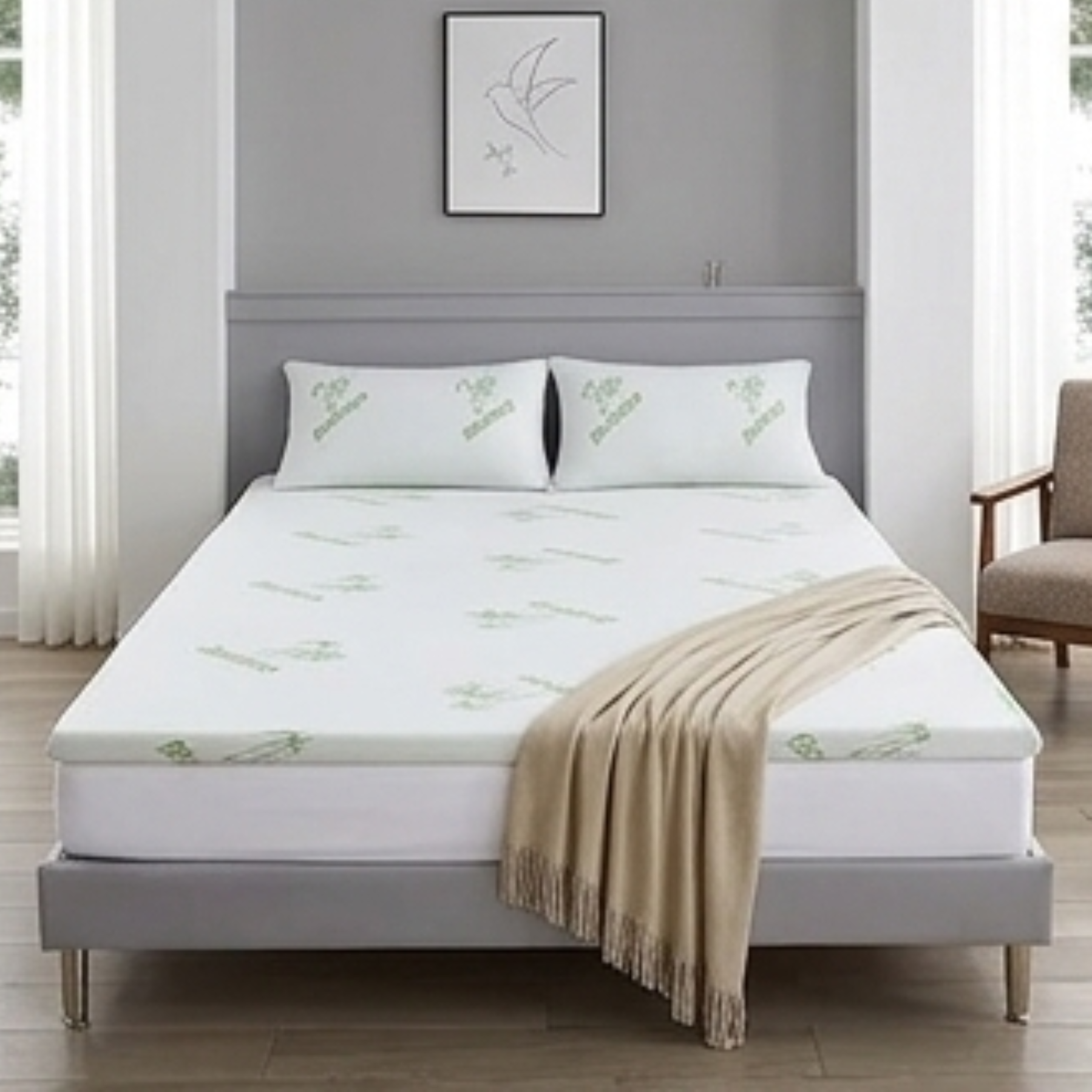 2.5cm Gel Memory Foam & Bamboo Mattress Topper – Cooling, Breathable Comfort Layer