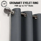 Charcoal Thermal Blackout Eyelet Curtains – Ready Made Insulated Privacy &amp; Noise Reducing Drapes - 4A's Global