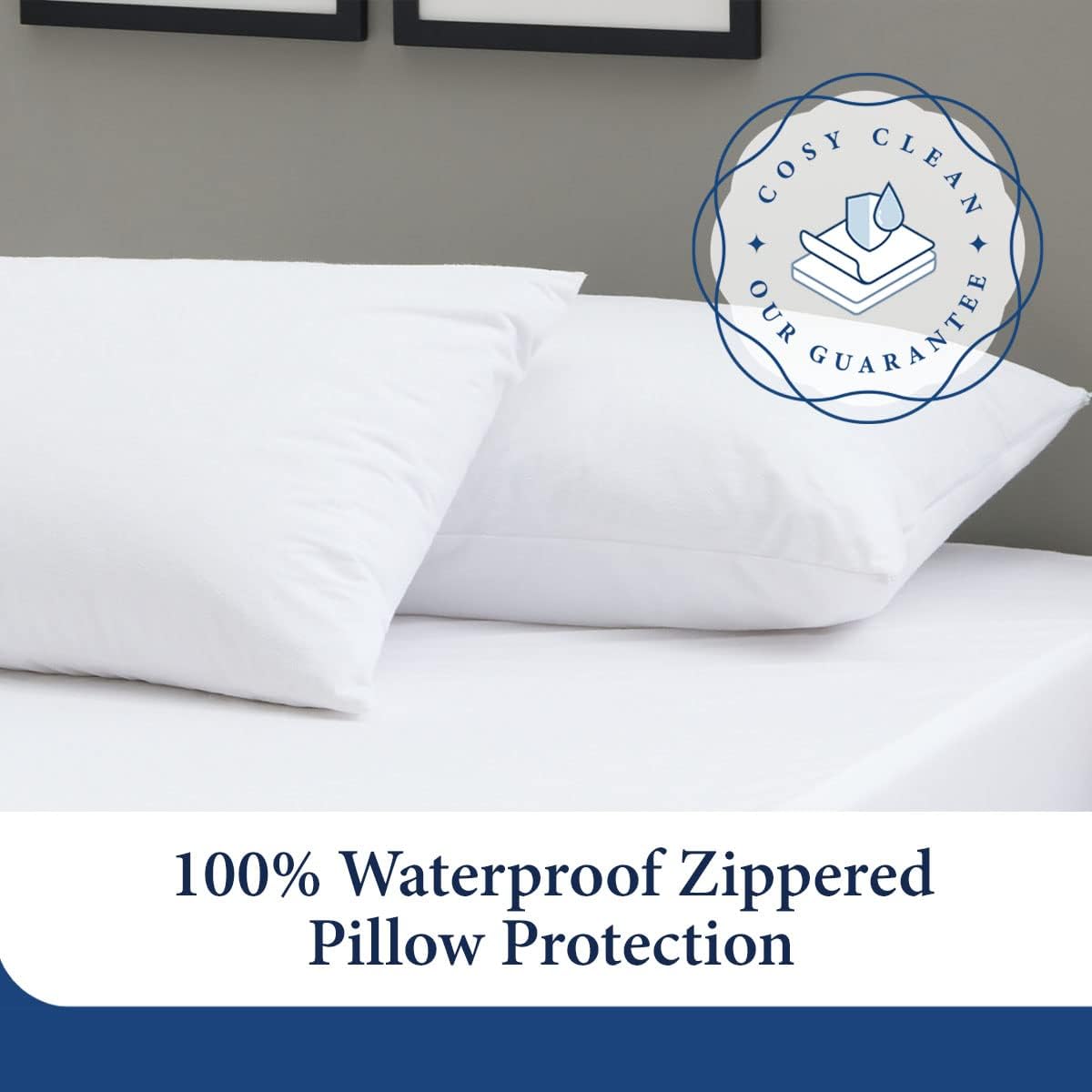 Fully Zippered Waterproof Pillow Protector – Bed Bug Proof, Anti-Allergy &amp; Breathable - 4A's Global