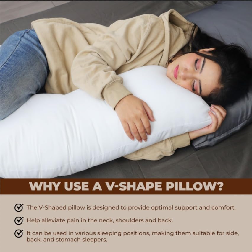 V Shaped Pillow Ergonomic Neck Back Support for Reading Sleeping Maternity - High Living - 4A's Global