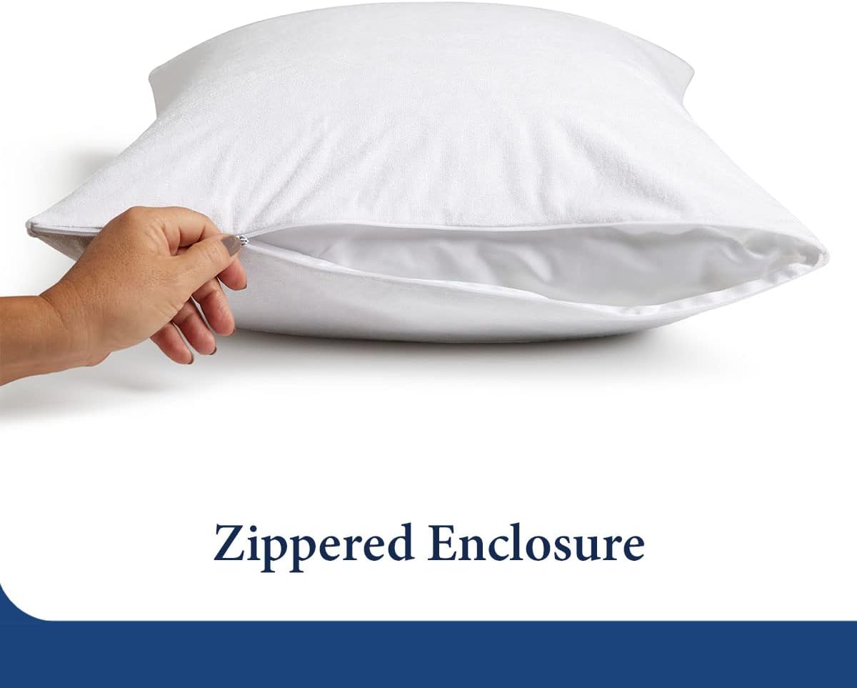 Fully Zippered Waterproof Pillow Protector – Bed Bug Proof, Anti-Allergy &amp; Breathable - 4A's Global