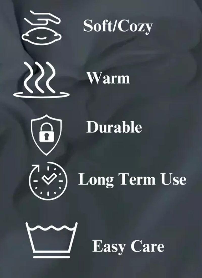 Plain & Reversible Duvet Cover and Matching Pillowcase Set Perfect Bedding for a Cozy Night's Sleep - Charcoal - 4A's Global