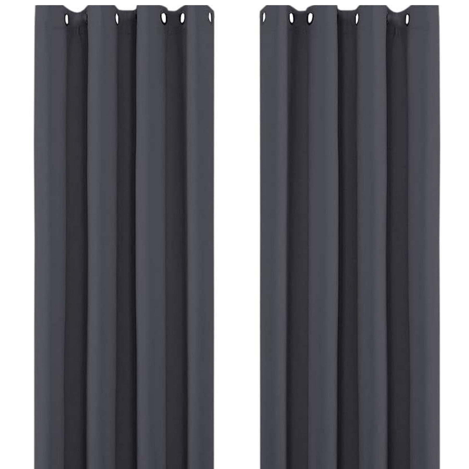 Charcoal Thermal Blackout Eyelet Curtains – Ready Made Insulated Privacy &amp; Noise Reducing Drapes - 4A's Global