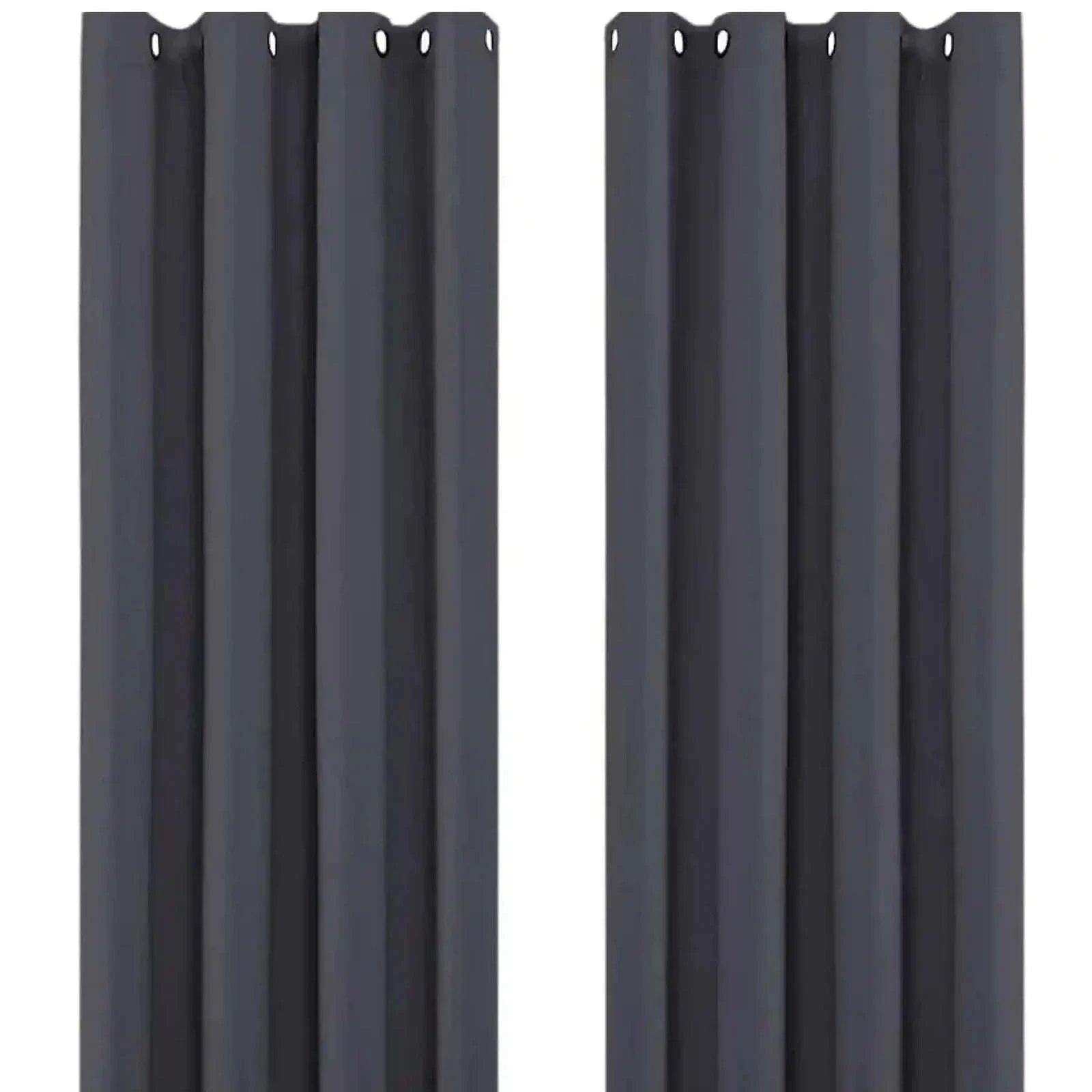 Charcoal Thermal Blackout Eyelet Curtains – Ready Made Insulated Privacy &amp; Noise Reducing Drapes - 4A's Global