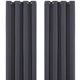 Charcoal Thermal Blackout Eyelet Curtains – Ready Made Insulated Privacy &amp; Noise Reducing Drapes - 4A's Global