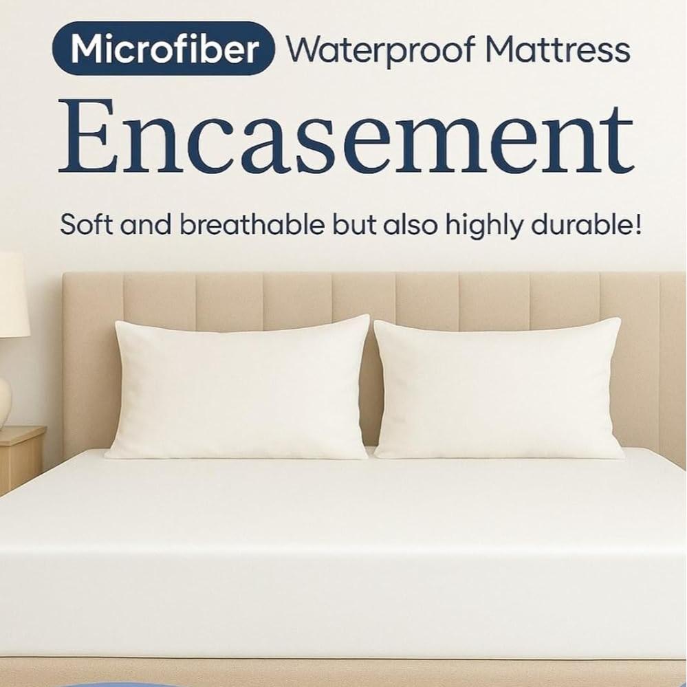 Fully Zippered Waterproof Mattress Protector Encasement – Bed Bug Proof, Anti-Allergy &amp; Deep Fit - 4A's Global
