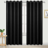 Black Thermal Blackout Eyelet Curtains – Ready Made Insulated Privacy &amp; Noise Reducing Drapes - 4A's Global