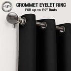 Black Thermal Blackout Eyelet Curtains – Ready Made Insulated Privacy &amp; Noise Reducing Drapes - 4A's Global