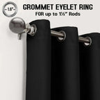 Black Thermal Blackout Eyelet Curtains – Ready Made Insulated Privacy &amp; Noise Reducing Drapes - 4A's Global