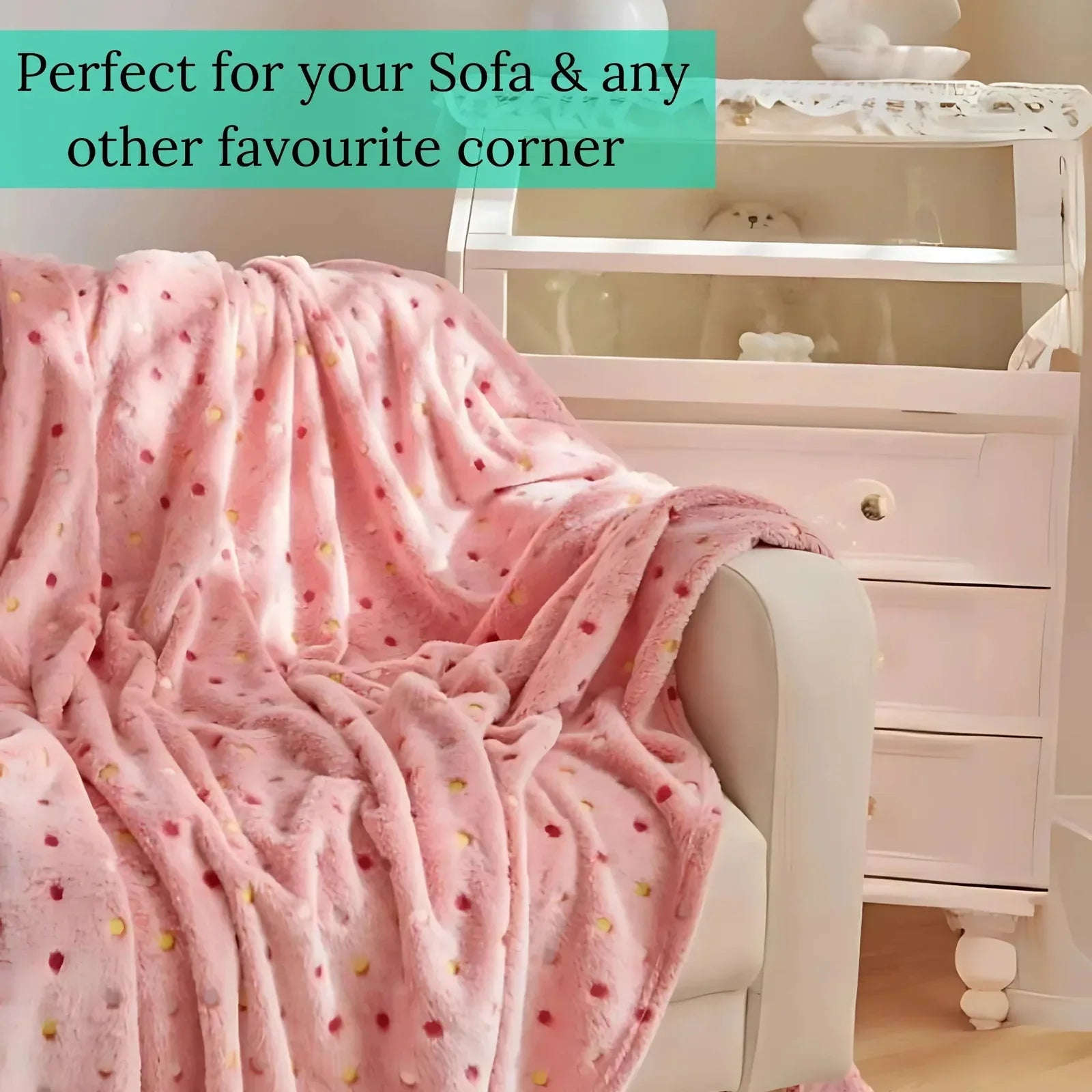 Polka Dot Fleece Throw – Ultra Plush Microfiber Blanket for Sofa, Bed &amp; Pets Super Soft Glow-in-the-Dark - 4A's Global