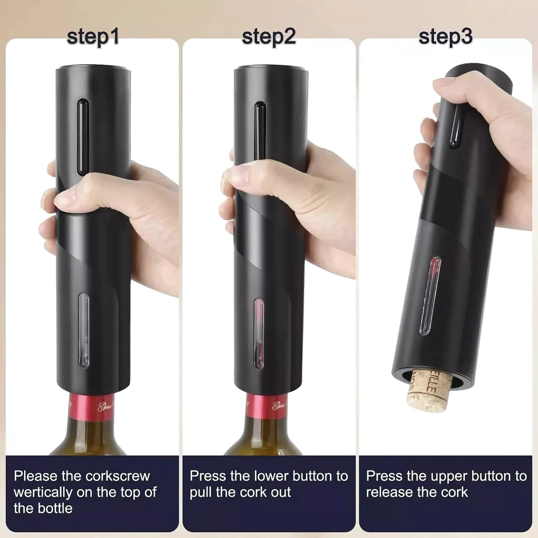 Automatic Electric Wine Bottle Opener Gift Set – Rechargeable, with Foil Cutter, Wine Pourer &amp; Vacuum Stoppers - 4A's Global