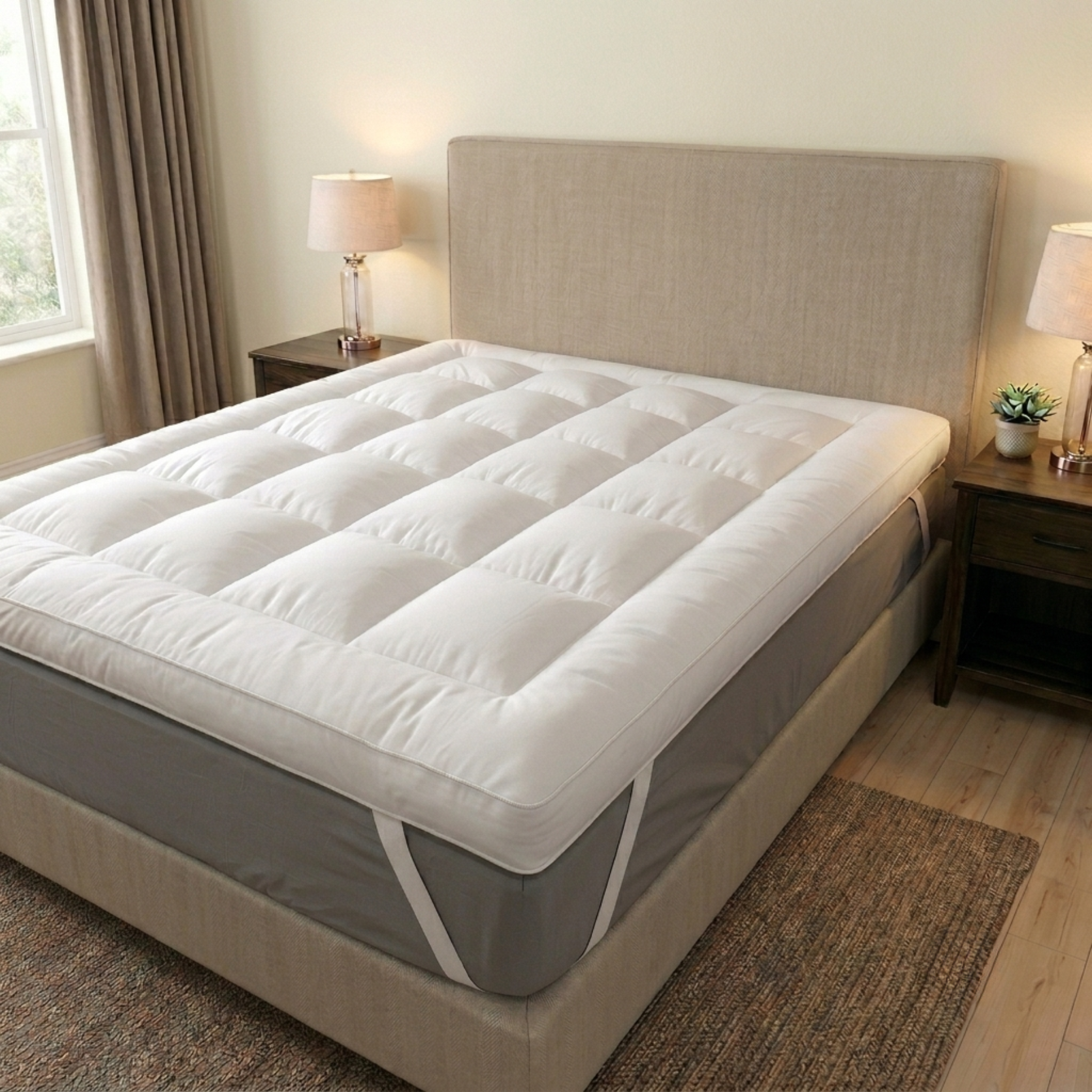 5cm Microfibre Cloud Mattress Topper - Box Stitched Extra Soft Deep Fill Bed Topper