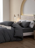Plain & Reversible Duvet Cover and Matching Pillowcase Set Perfect Bedding for a Cozy Night's Sleep - Charcoal - 4A's Global