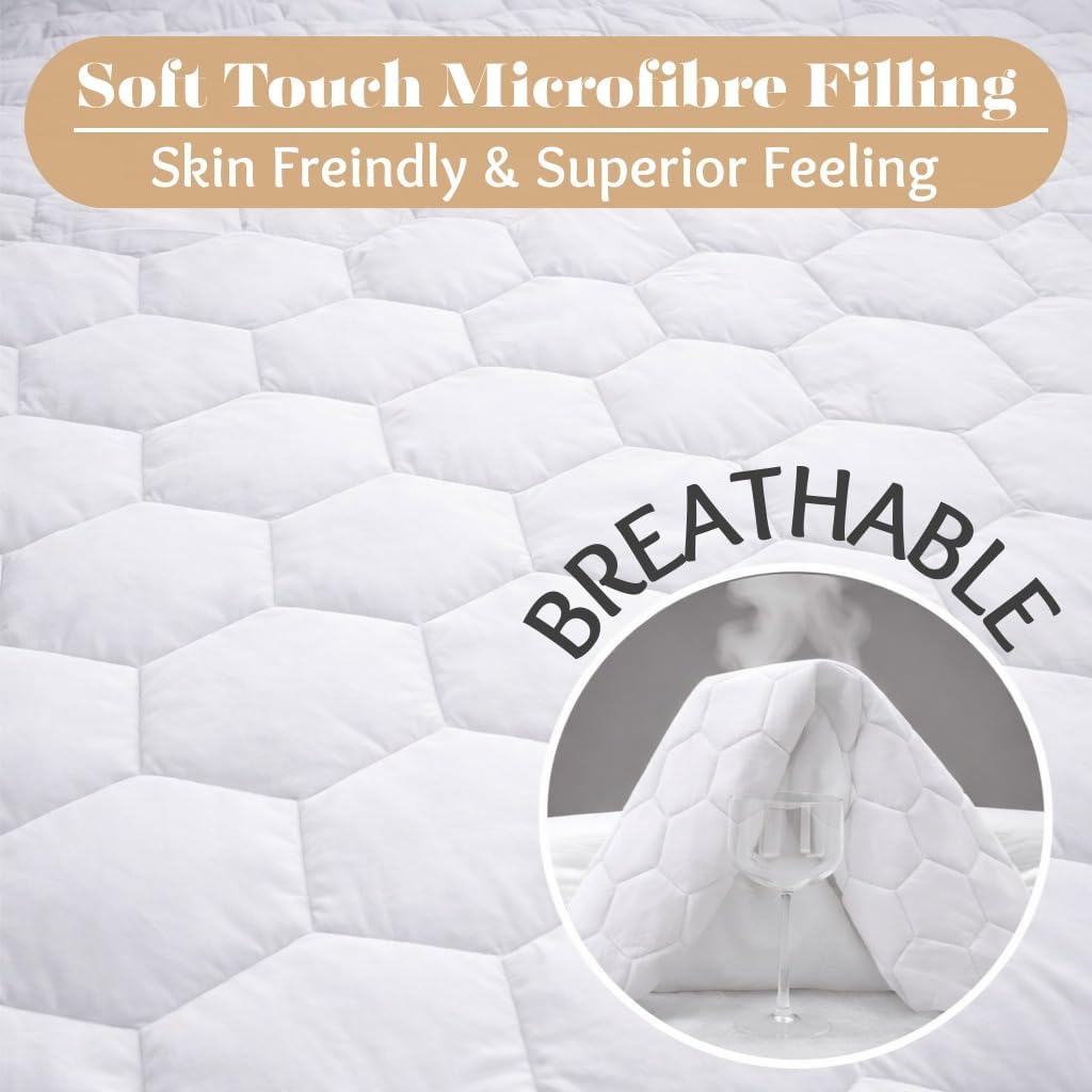 Quilted Mattress Protector 200GSM Triple Fill 40cm Deep Skirt, All UK Sizes - 4AS - 4A's Global