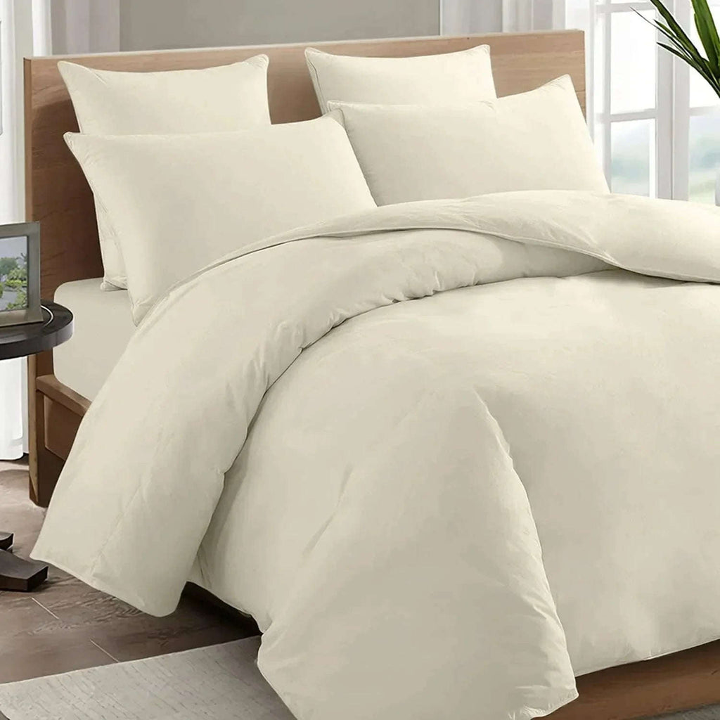 Double Duvet Cover Plain Dyed Percale Soft Bedding Set with 2 Pillowcases Premium King Size 3 Piece Duvet Quilt Cover Set Navy Cream - 4A's Global