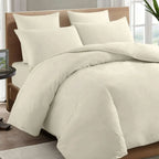 Double Duvet Cover Plain Dyed Percale Soft Bedding Set with 2 Pillowcases Premium King Size 3 Piece Duvet Quilt Cover Set Navy Cream - 4A's Global