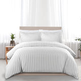 Luxury Microfiber Satin Stripes Duvet Cover Set with Pillowcases – 5 Star Hotel Quality Bedding - 4A's Global