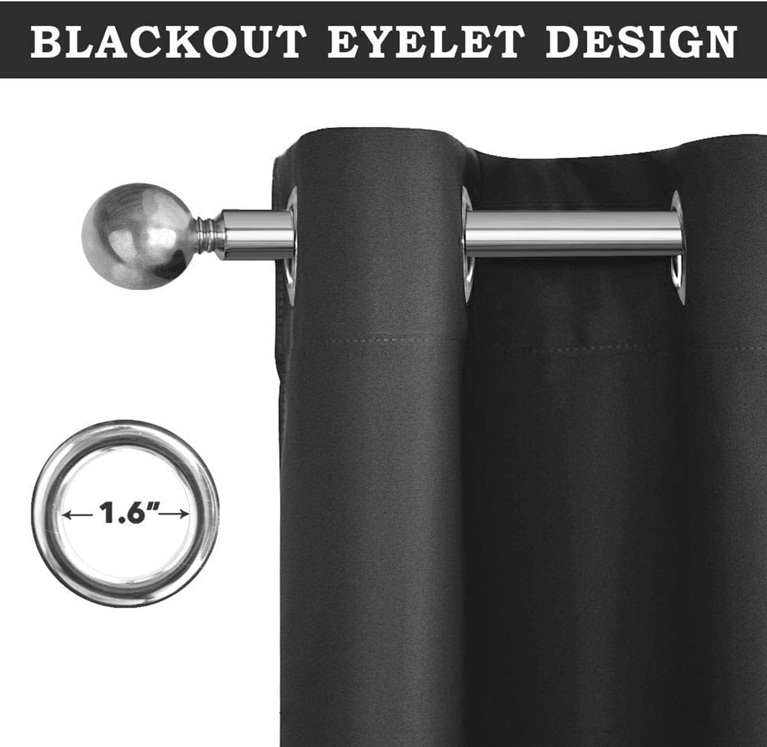 Thermal Blackout Eyelet Curtains 99% Light Block, 10 Sizes 6 Colours - Royal Home Furnishing