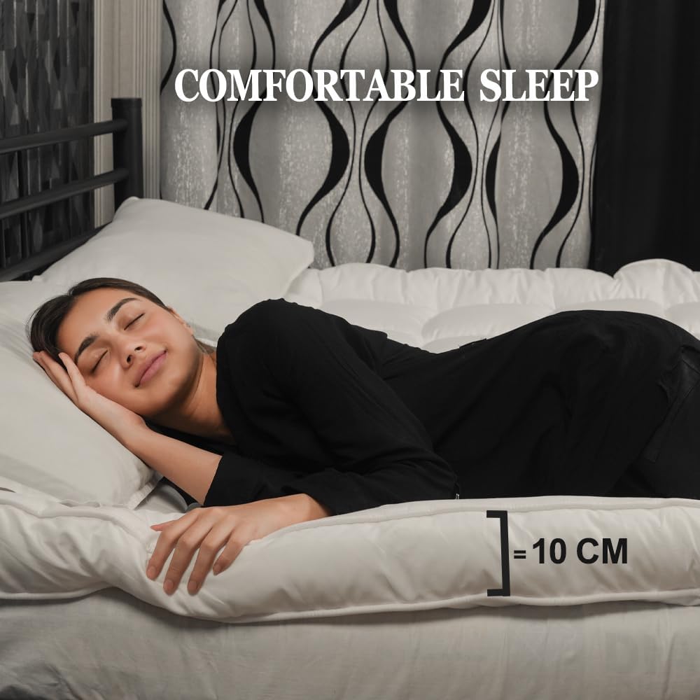 10cm Microfibre Mattress Topper - Extra Deep 4-Inch Hotel Quality Bed Topper (UK Sizes) - HEAVEN HIGH