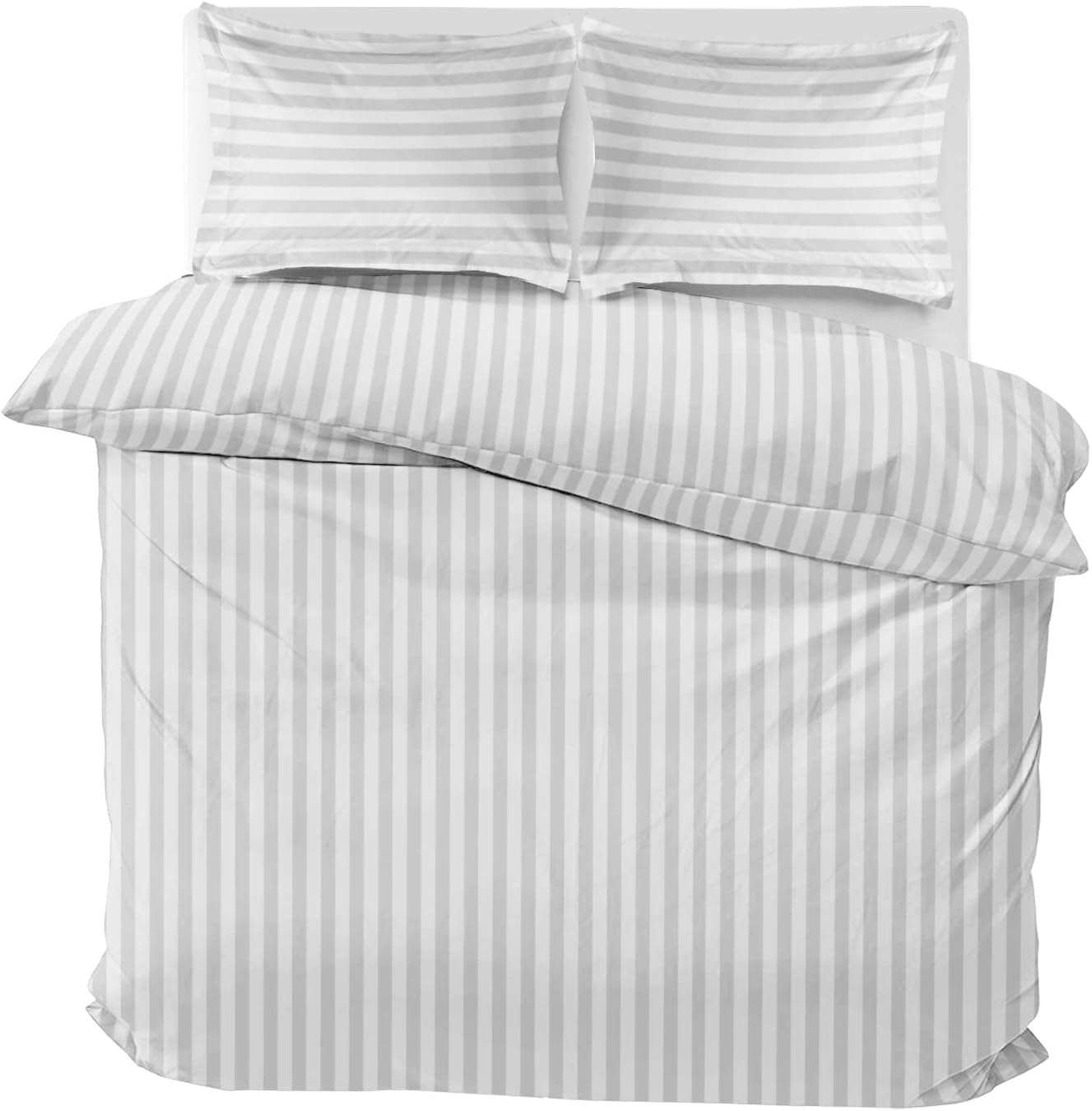 Luxury Microfiber Satin Stripes Duvet Cover Set with Pillowcases – 5 Star Hotel Quality Bedding - 4A's Global
