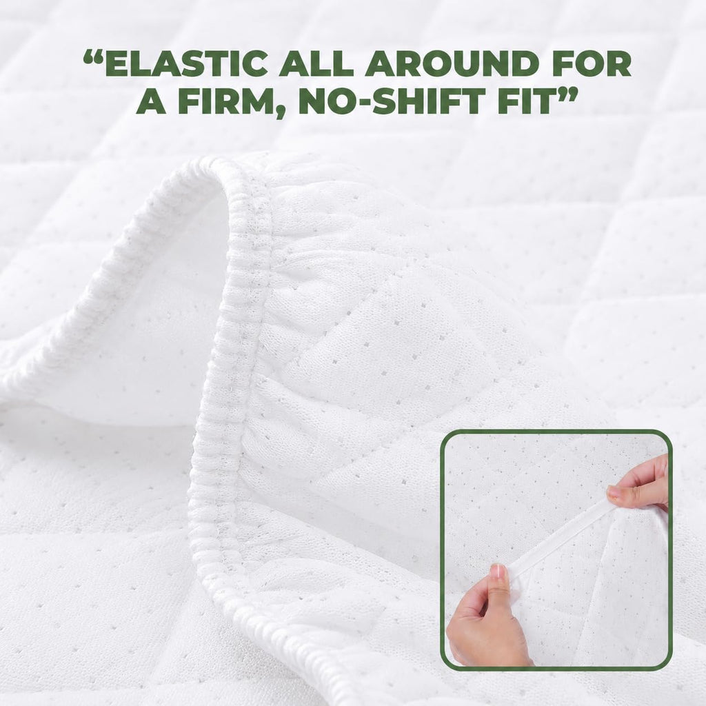 Cooling Bamboo Waterproof Mattress Protector – Hypoallergenic & Noise-Free Fitted Cover