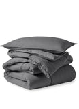Plain & Reversible Duvet Cover and Matching Pillowcase Set Perfect Bedding for a Cozy Night's Sleep - Charcoal - 4A's Global