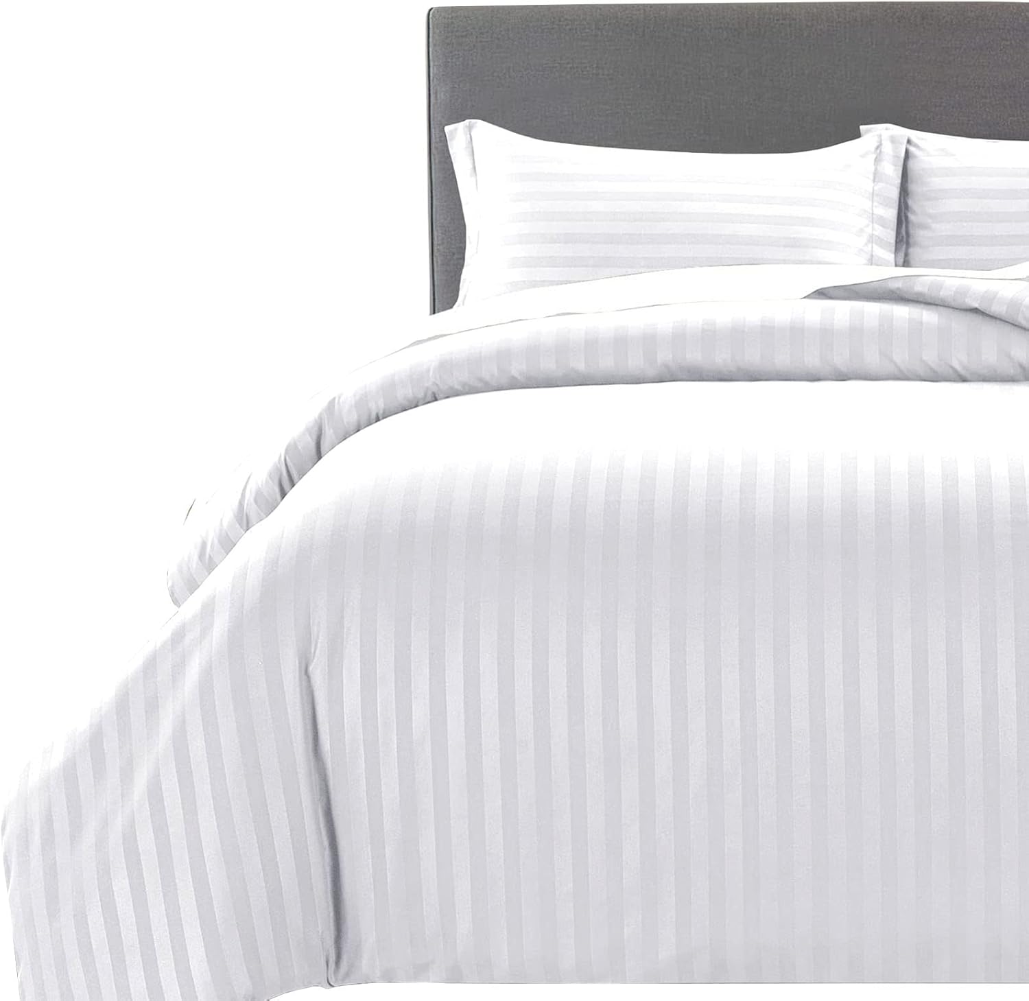 Luxury Microfiber Satin Stripes Duvet Cover Set with Pillowcases – 5 Star Hotel Quality Bedding - 4A's Global