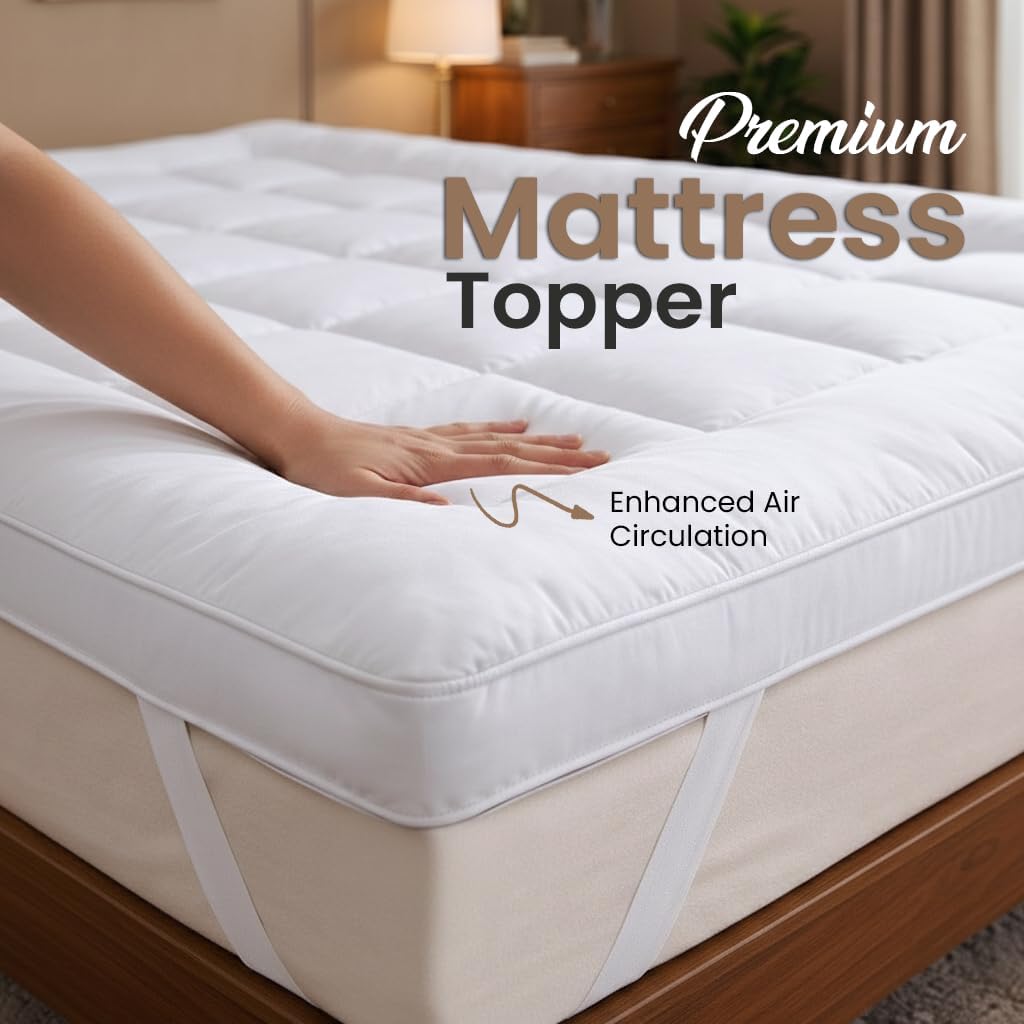 Mattress Topper 10cm Extra Thick 1100GSM Cloud Soft Breathable Hypoallergenic - Cozy Living - 4A's Global