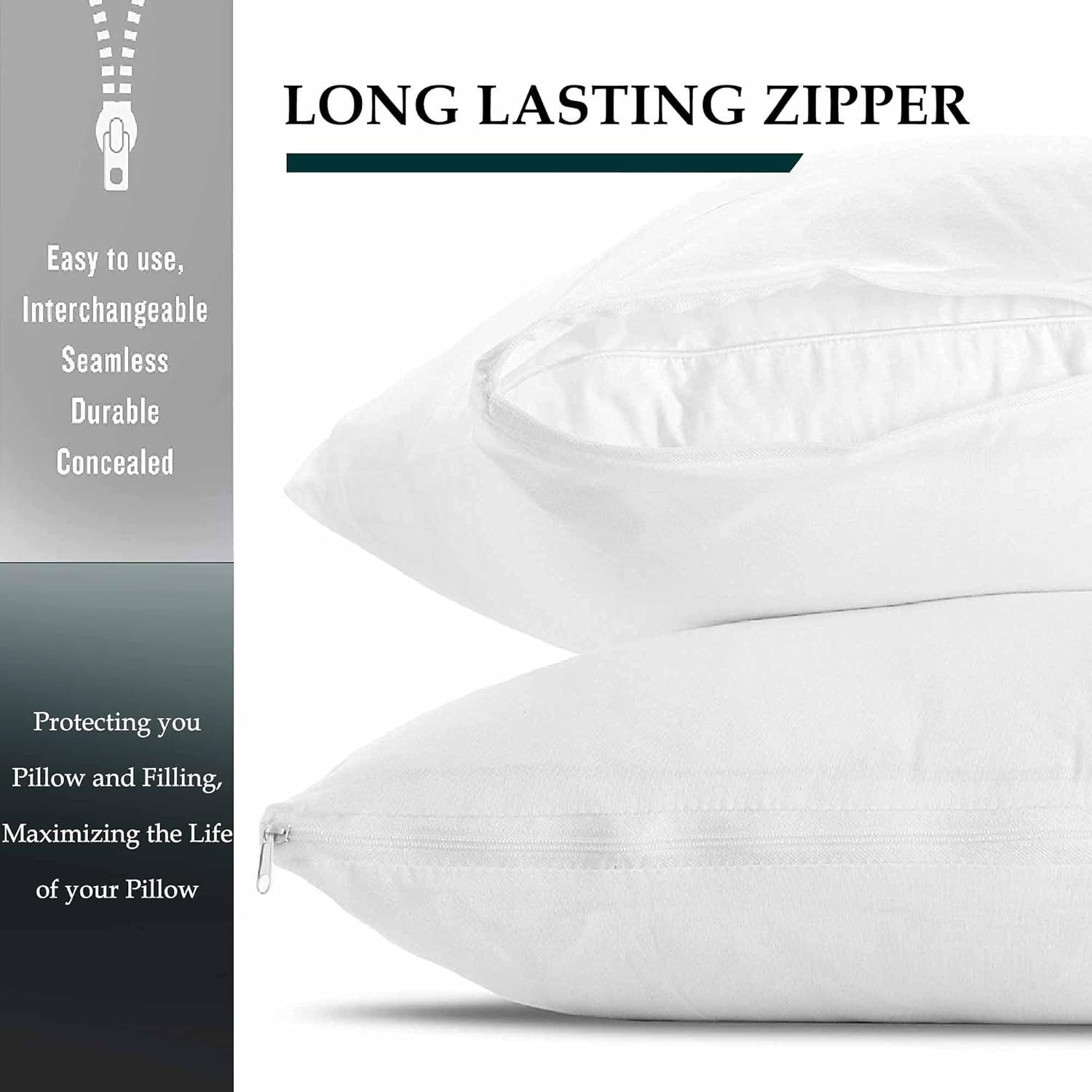 Fully Zippered Waterproof Pillow Protector – Bed Bug Proof, Anti-Allergy &amp; Breathable - 4A's Global