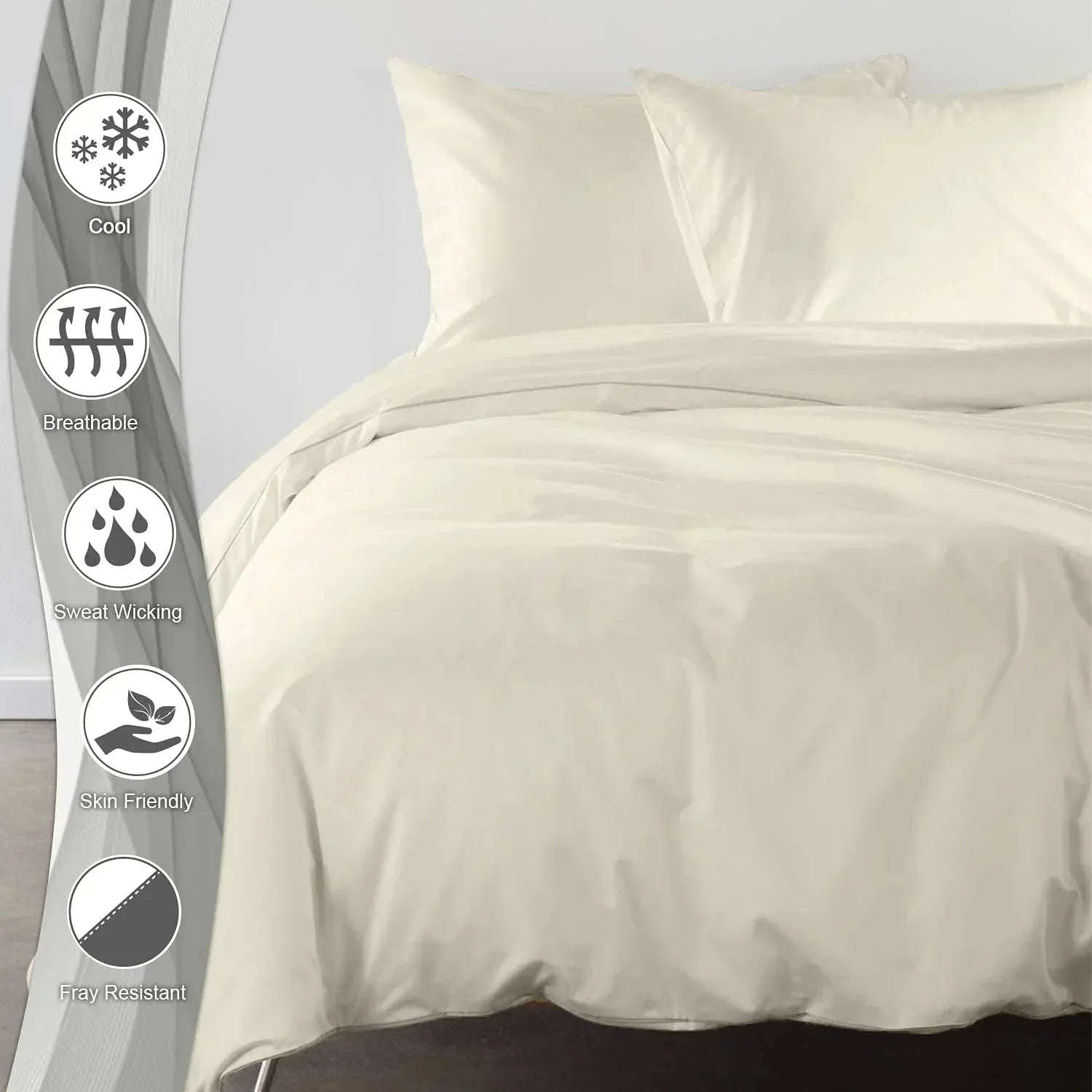 Double Duvet Cover Plain Dyed Percale Soft Bedding Set with 2 Pillowcases Premium King Size 3 Piece Duvet Quilt Cover Set Navy Cream - 4A's Global