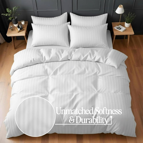 Luxury Microfiber Satin Stripes Duvet Cover Set with Pillowcases – 5 Star Hotel Quality Bedding