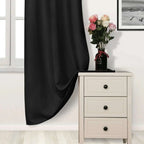 Black Thermal Blackout Eyelet Curtains – Ready Made Insulated Privacy &amp; Noise Reducing Drapes - 4A's Global