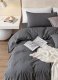 Plain & Reversible Duvet Cover and Matching Pillowcase Set Perfect Bedding for a Cozy Night's Sleep - Charcoal - 4A's Global