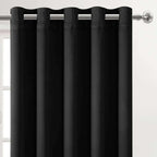 Black Thermal Blackout Eyelet Curtains – Ready Made Insulated Privacy &amp; Noise Reducing Drapes - 4A's Global