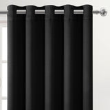 Black Thermal Blackout Eyelet Curtains – Ready Made Insulated Privacy &amp; Noise Reducing Drapes - 4A's Global