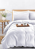 Plain & Reversible Duvet Cover and Matching Pillowcase Set Perfect Bedding for a Cozy Night's Sleep - White - 4A's Global