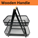 2-Tier Countertop Fruit Basket Fruit Bowl  Vegetable Holder for Kitchen Storage, Bread Storage Basket – Black