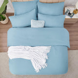 Double Duvet Cover - Plain Dyed Percale Duvet Quilt Cover Premium King-Size Duvet Cover Set Percale, 3-Piece -Baby Blue