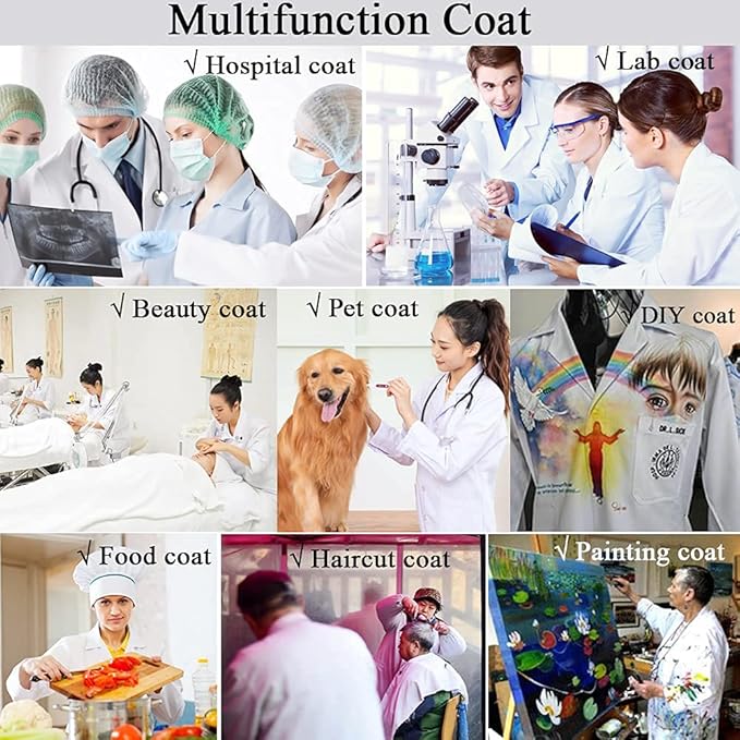 Unisex White Lab Coat | Salon Coat | Stylist Smock | Professional Workwear – Premium Polycotton Long Sleeve - 4A's Global