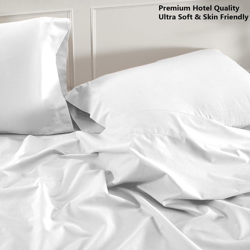 High Living Luxury Percale Poly-Cotton Flat Sheet | 180 Thread Count Bedding