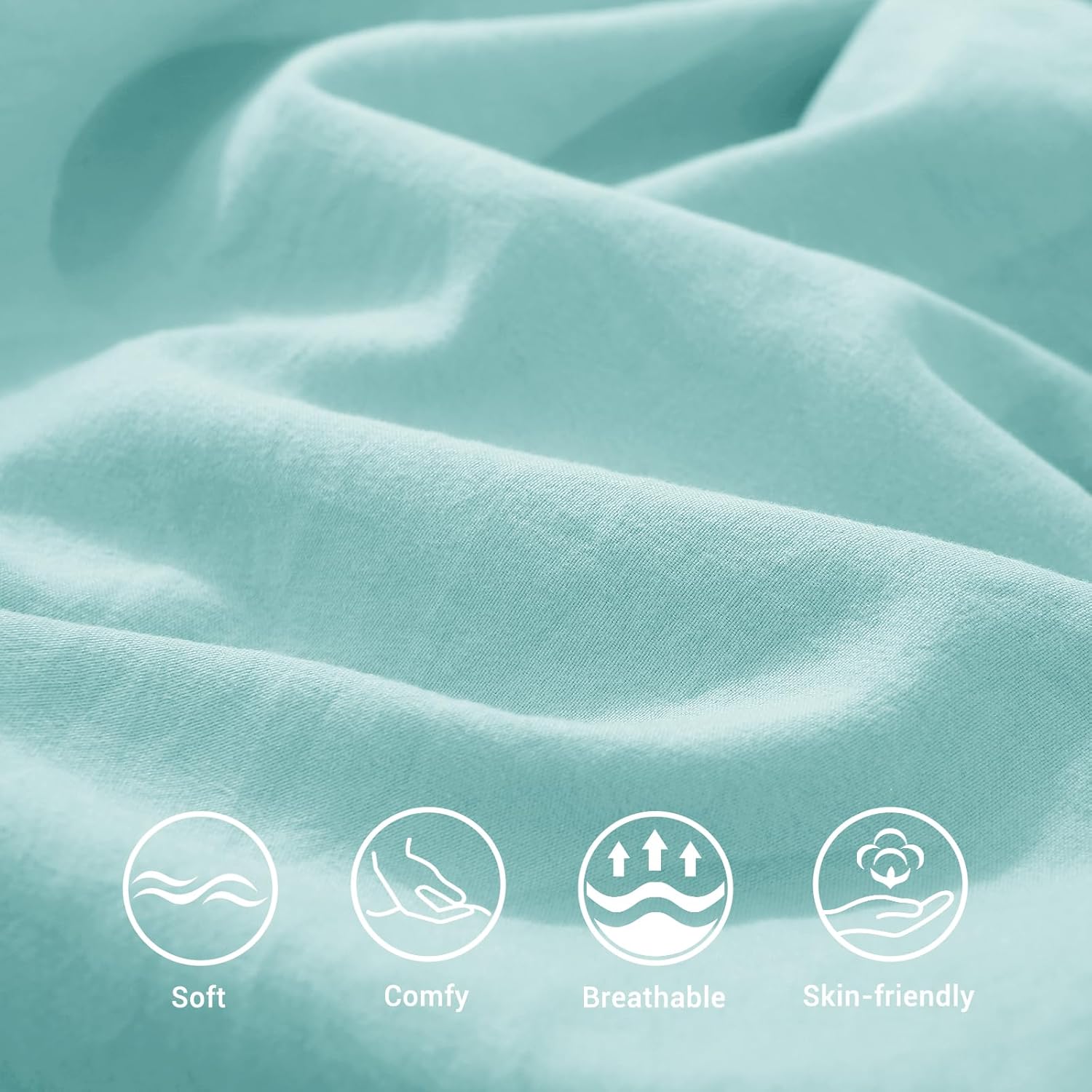 Double Duvet Cover - Plain Dyed Percale Duvet Quilt Cover Premium King-Size Duvet Cover Set – Navy Percale, 3-Piece Duvet Cover Set with 2 Matching Pillowcases - Sea Green - 4A's Global