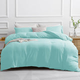 Double Duvet Cover - Plain Dyed Percale Duvet Quilt Cover Premium King-Size Duvet Cover Set – Navy Percale, 3-Piece Duvet Cover Set with 2 Matching Pillowcases - Sea Green - 4A's Global