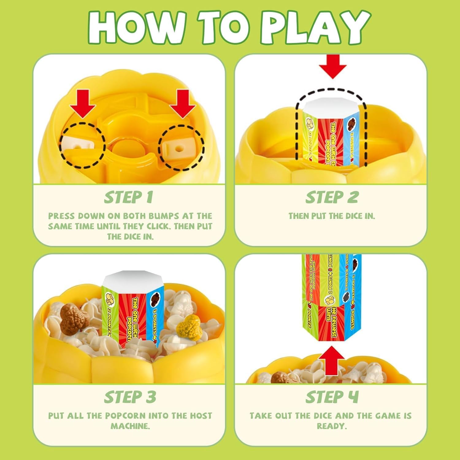 Kids Board Games for Family Night Party Games Who get’s Most Popcorn Board Game Family Fun Popcorn Catch Board Game – 2–4 Players, Ages 8+, Party &amp; Family Night Entertainment - 4A's Global
