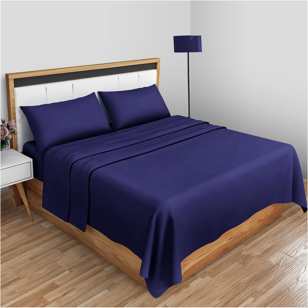 High Living Luxury Percale Poly-Cotton Flat Sheet | 180 Thread Count Bedding
