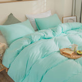Double Duvet Cover - Plain Dyed Percale Duvet Quilt Cover Premium King-Size Duvet Cover Set – Navy Percale, 3-Piece Duvet Cover Set with 2 Matching Pillowcases - Sea Green - 4A's Global