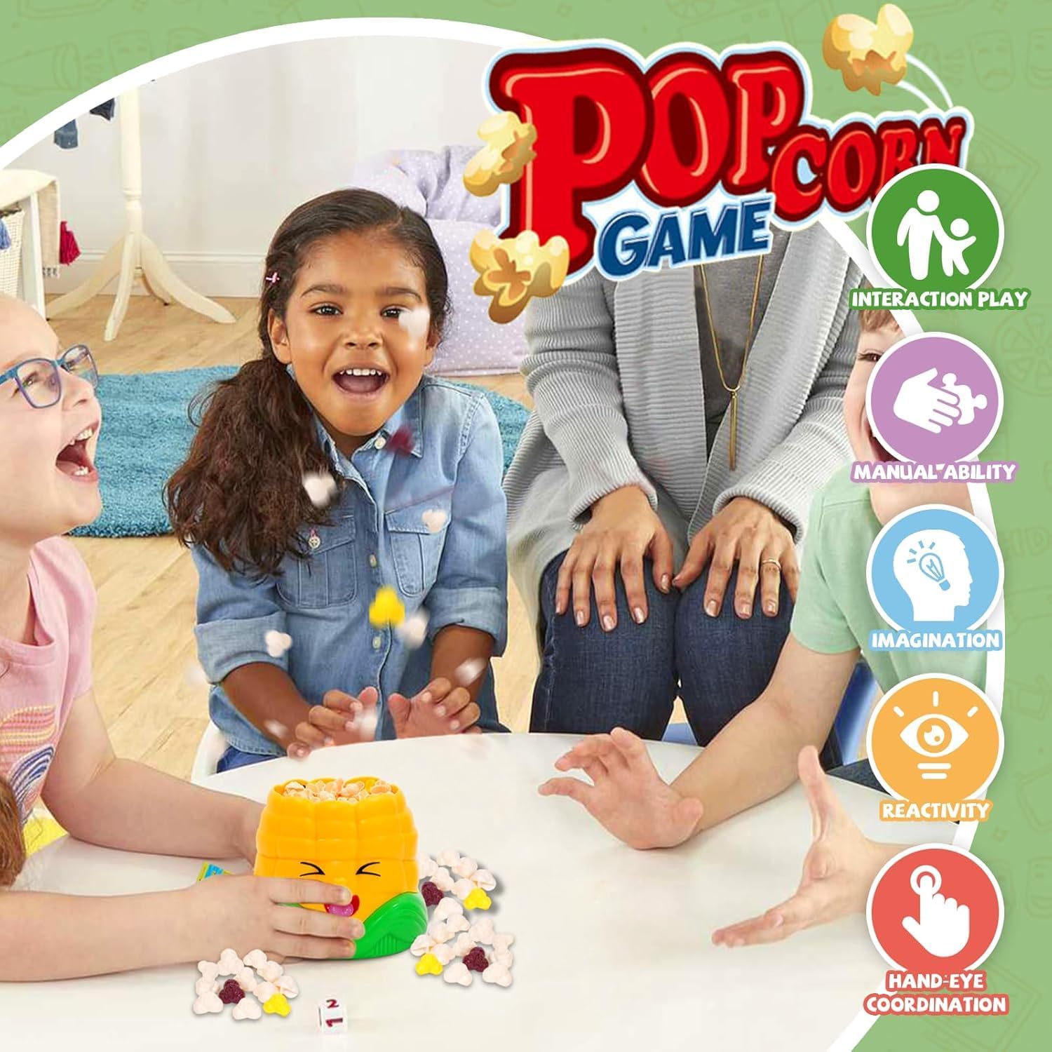 Kids Board Games for Family Night Party Games Who get’s Most Popcorn Board Game Family Fun Popcorn Catch Board Game – 2–4 Players, Ages 8+, Party &amp; Family Night Entertainment - 4A's Global