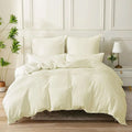 Double Duvet Cover Plain Dyed Percale Soft Bedding Set with 2 Pillowcases Premium King Size 3 Piece Duvet Quilt Cover Set Navy Cream - 4A's Global